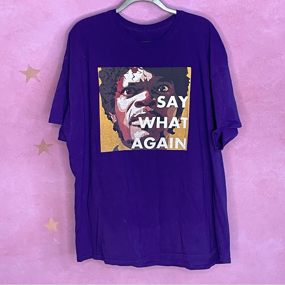 Samuel L Jackson Pulp Fiction Phrase Graphic T-Shirt Men’s Size 2XL Purple
